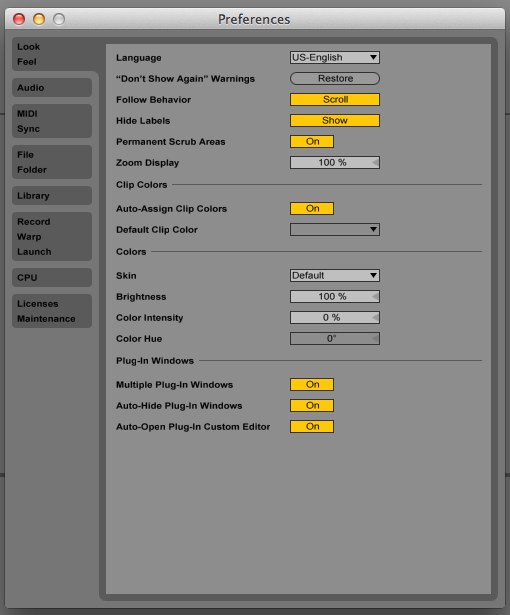 How to change language and color theme in Ableton Live