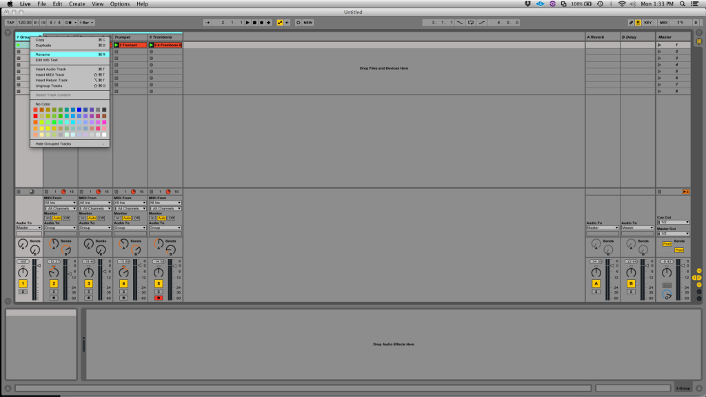 Creating track groups in Ableton Live