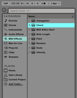 How to use the CHORD MIDI Effect in Ableton Live 