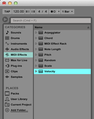 How to use the VELOCITY MIDI effect in Ableton Live 