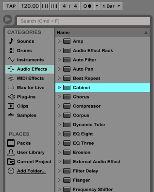 How to use the Ableton Live AMP and CABINET audio effects