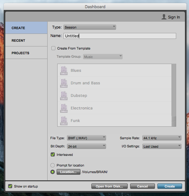 How to create a new Pro Tools session