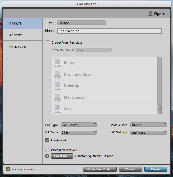 How to create a new Pro Tools session