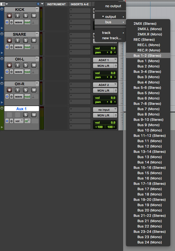 How to create an Aux Input Track in Pro Tools