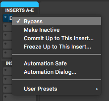 How to bypass or make inserts inactive in Pro Tools