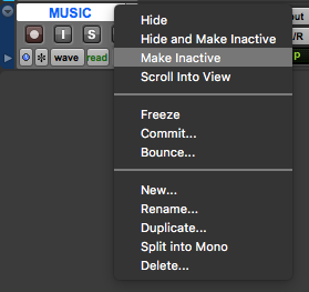 How to make a track Inactive or Active in Pro Tools
