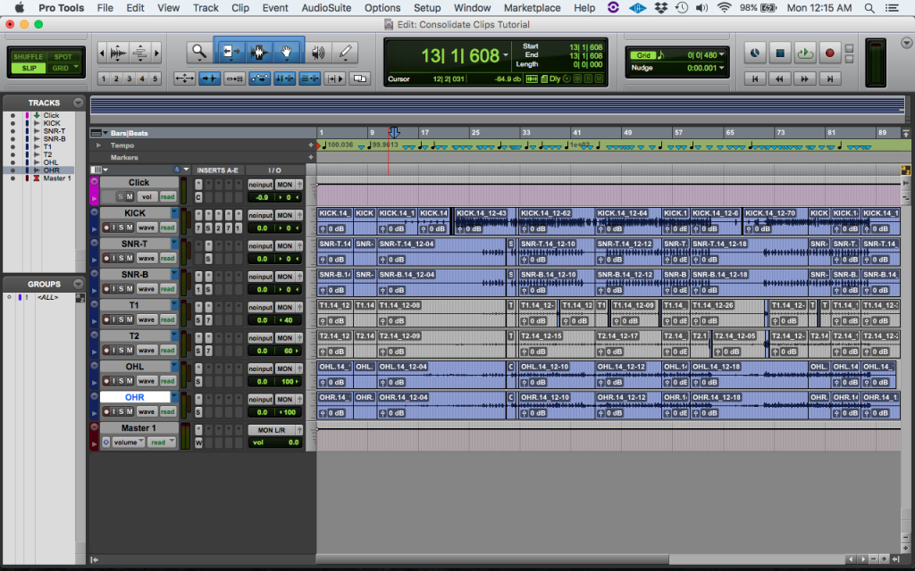 How to Consolidate clips in Pro Tools