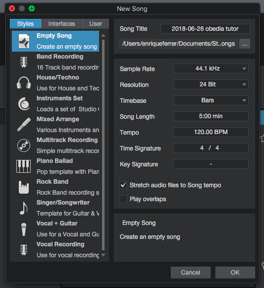 How To Create A New Song In Studio One 4 - OBEDIA | Music Recording  Software Training And Support For Home Studio | Digital Audio Workstation  Training