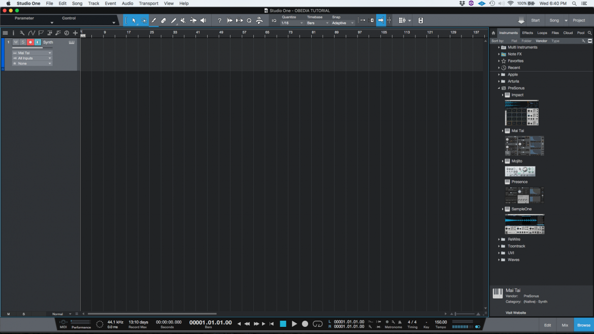 How To Record MIDI In Studio One 4 - OBEDIA | Music Recording Software ...