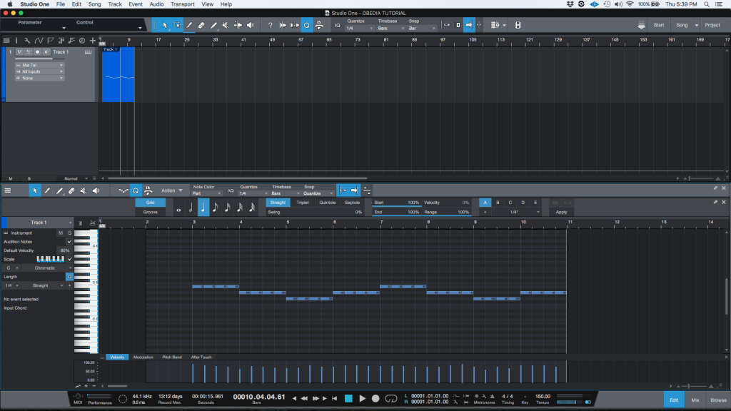 How to transpose MIDI in Studio One 4