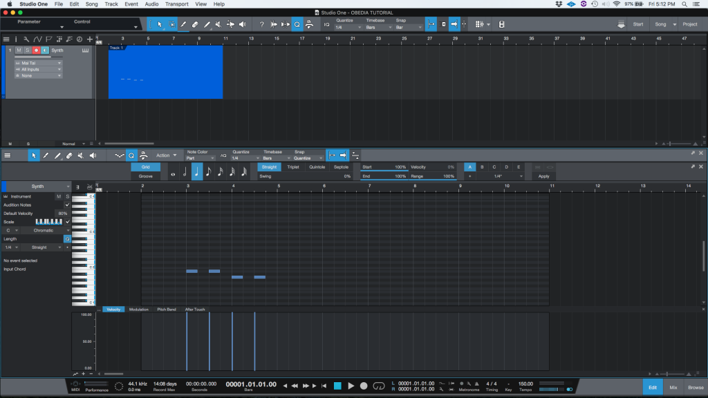 How to stretch a MIDI passage in Studio One 4