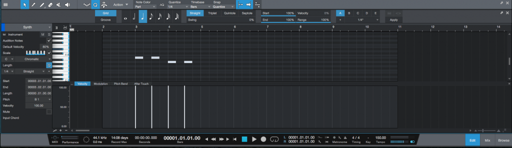 How to stretch a MIDI passage in Studio One 4